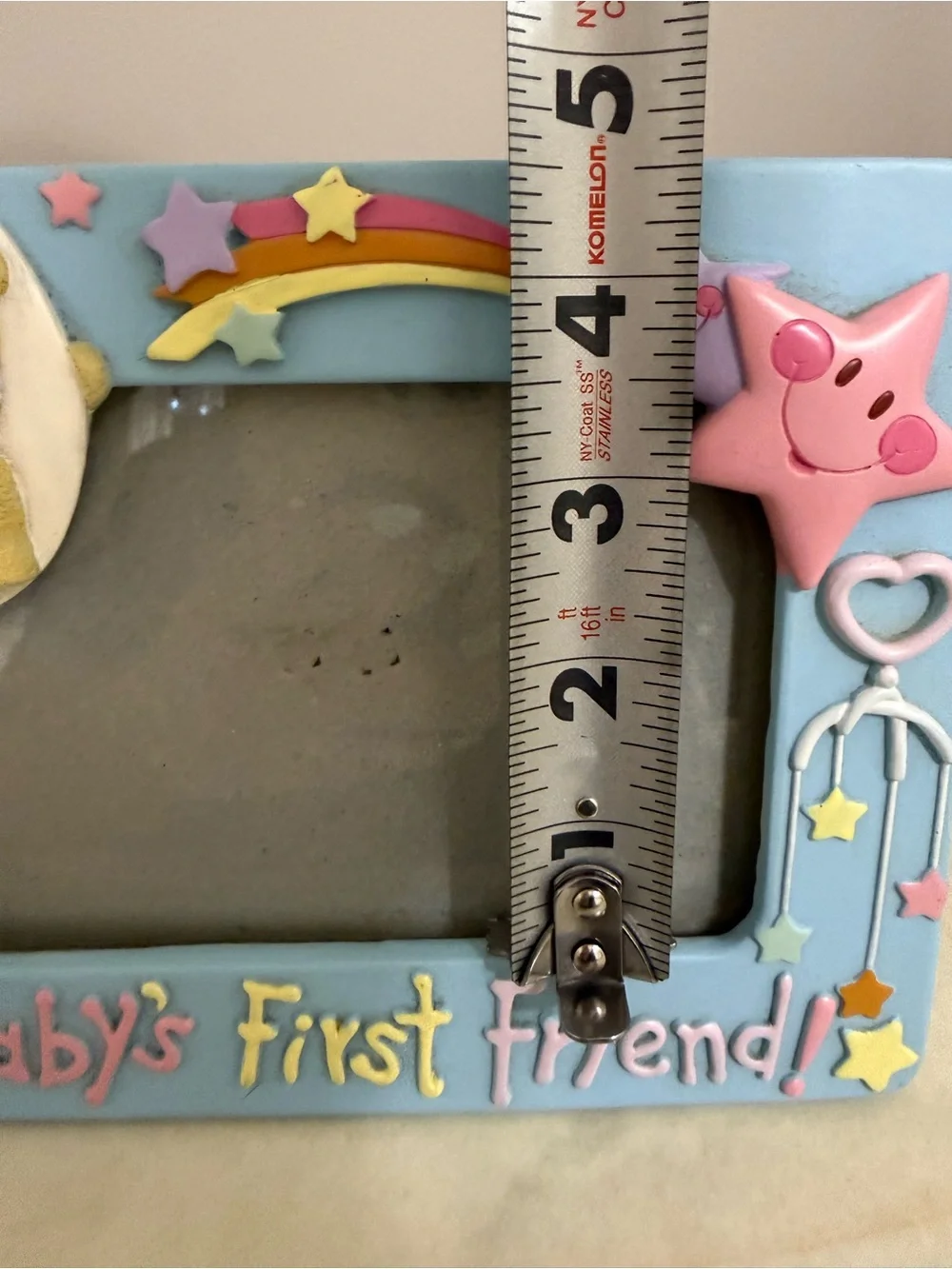 Baby's First Friend Blue Picture Frame with Teddy & Stars